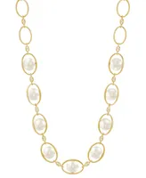 Cultured Freshwater Pearl (8-8-1/2mm) & White Topaz (1/2 ct. t.w.) 18" Statement Necklace in 14k Yellow Gold-Plated Sterling Silver