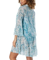 Coco Reef Women's Enchant Printed Bell-Sleeve Cover-Up Dress