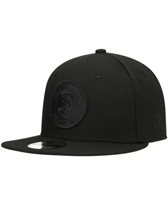 Men's New Era Atlanta Hawks Black On Black 9FIFTY Snapback Hat