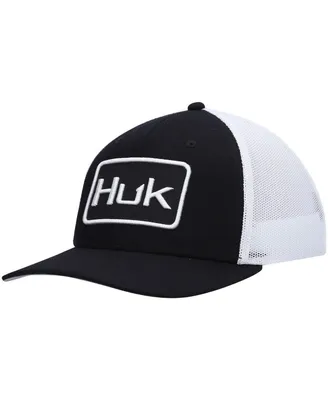 Men's Huk Black Solid Trucker Flex Hat