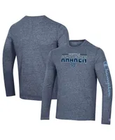 Men's Champion Heather Navy Seattle Kraken Tri-Blend Long Sleeve T-shirt