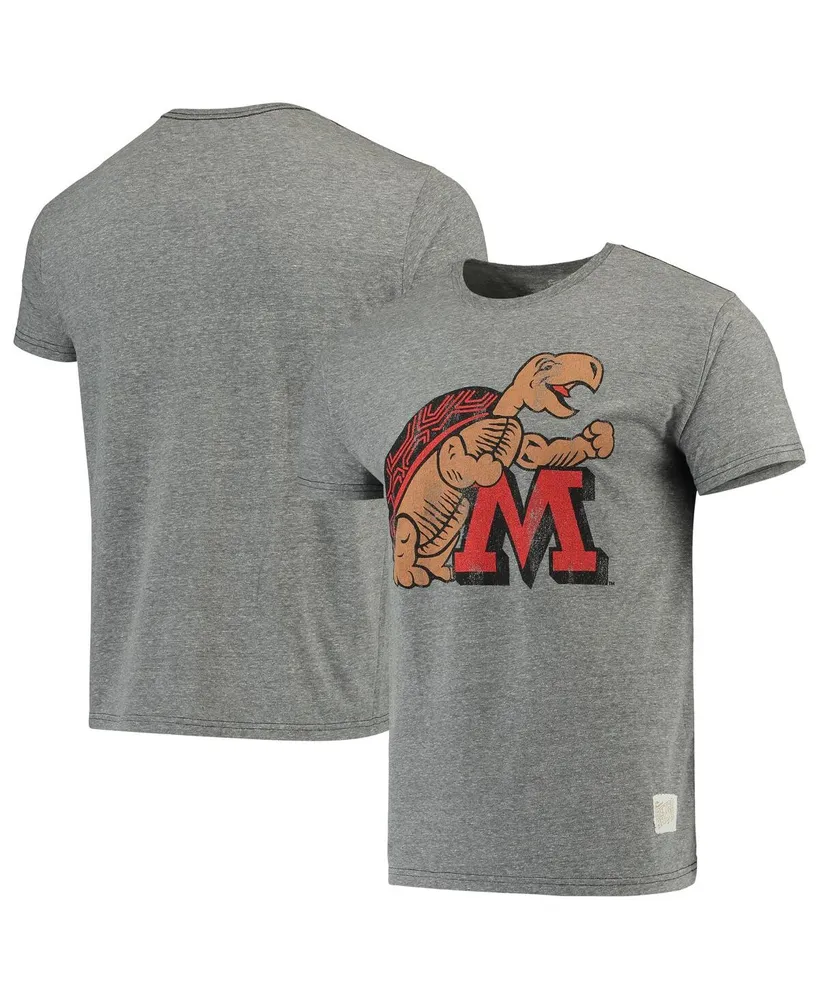 Men's Original Retro Brand Heathered Gray Maryland Terrapins Vintage-Like Logo Tri-Blend T-shirt