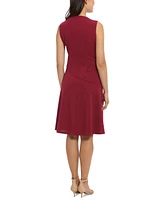 London Times Petite Bias-Seamed Sleeveless Fit & Flare Dress