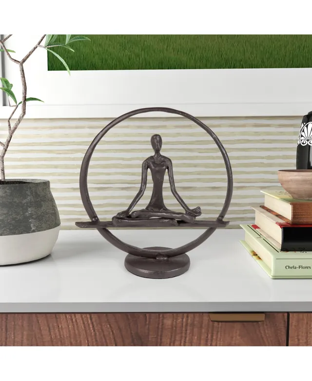 Yoga Tree Circle Cast Iron Sculpture