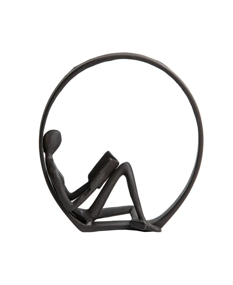 Danya B Contemporary Encircled Female Reader Cast Iron Sculpture Statue