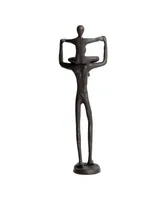 Danya B Proud Father Holding Child on Shoulders Contemporary Iron Sculpture Statue