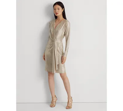 Lauren Ralph Women's Metallic Stretch Knit Cocktail Dress