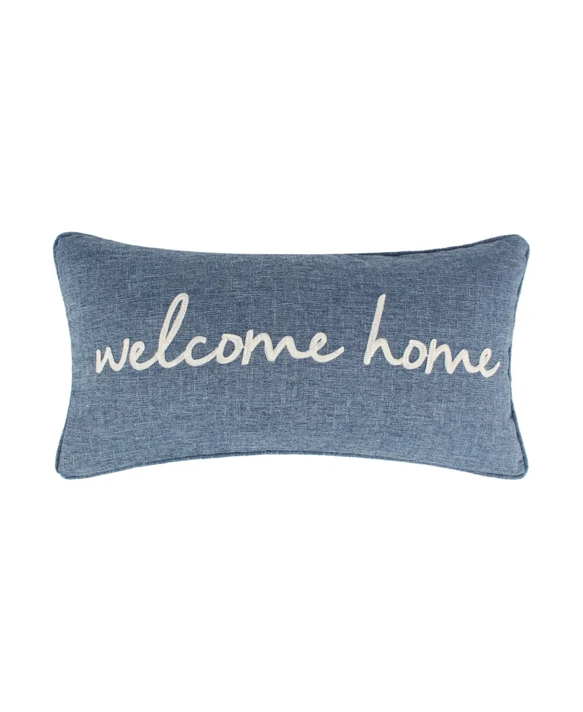 Levtex Tobago Welcome Home Embroidered Decorative Pillow, 12" x 24"