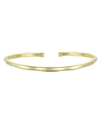 Rachel Glauber 14K Gold Plated Thin Cuff Adjustable Bangle Bracelet