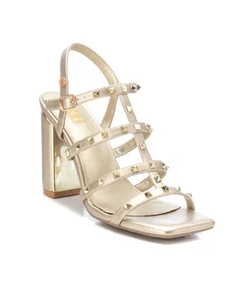 Xti Women's Heeled Sandals With Gold Studs By Beige