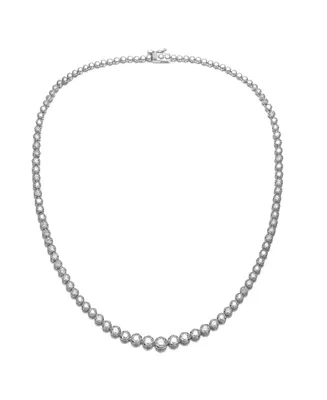 Rachel Glauber White Gold Plated with Cubic Zirconia Graduated-Size Tennis chain Anniversary Necklace