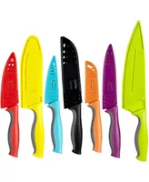 Cook N Home 7-Piece with 7 -Sheaths Color Coated Carbon Stainless Steel Knife Set