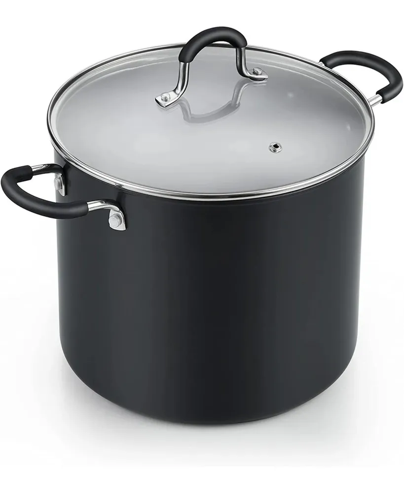 Cook N Home Nonstick Stockpot Soup pot with Lid Professional Hard Anodized 10 Quart, Oven safe - Stay Cool Handles, Black