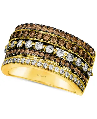 Le Vian Chocolate Diamond & Nude Diamond Multirow Statement Ring (1-1/2 ct. t.w.) in 14k Gold