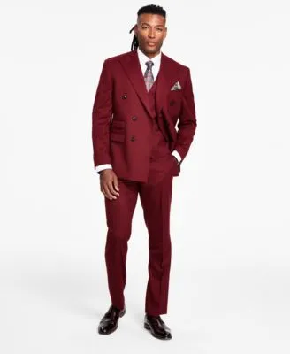 Tayion Collection Mens Classic Fit Wool Blend Suit