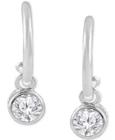 Diamond Bezel Dangle Hoop Earrings (1/2 ct. t.w.) in 14k Gold