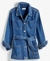 On 34th Women's Belted Denim Wrap Jacket, Created for Macy's