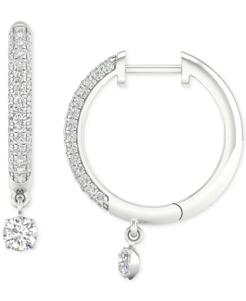 Diamond Dangle Hoop Earrings (3/4 ct. t.w.) in 10k White Gold