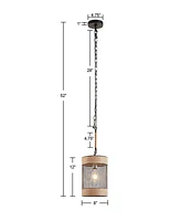 Ink+Ivy Orion Natural Rope and Metal Mesh Cylinder Pendant Lamp