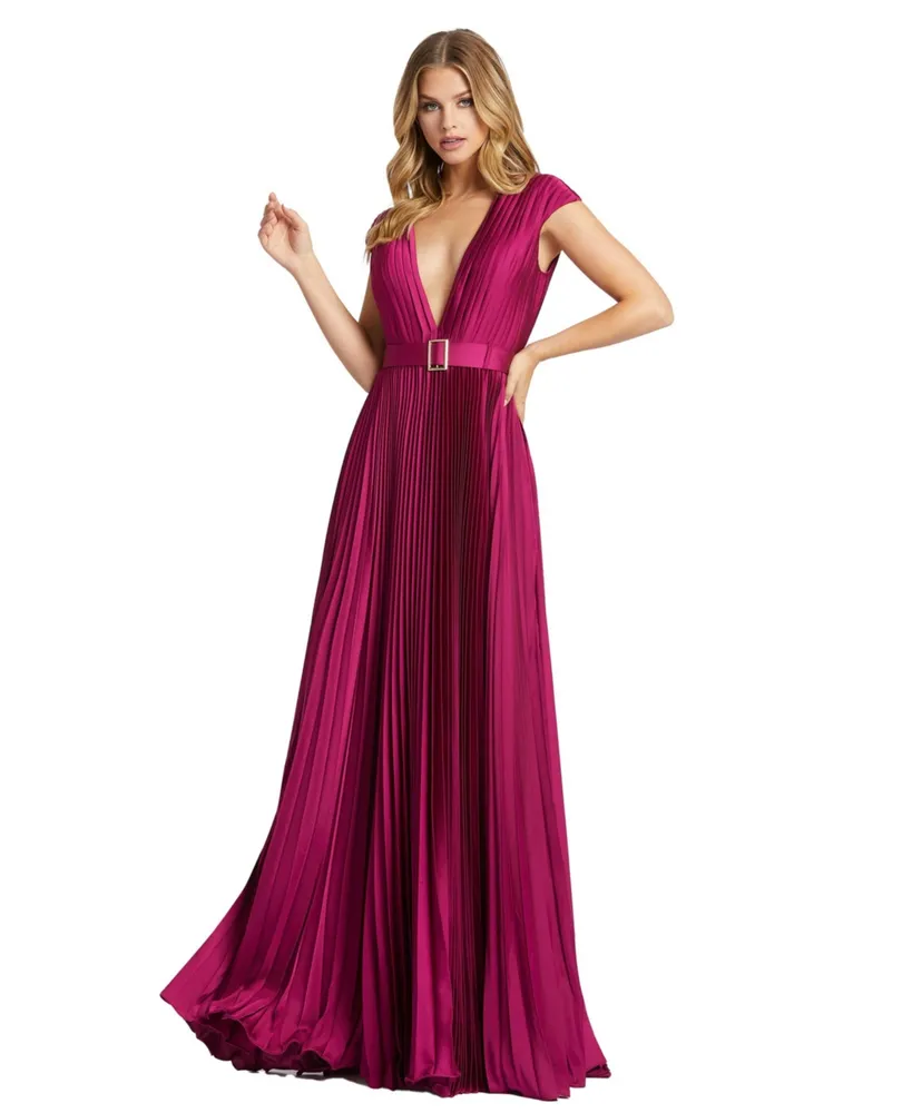 Mac Duggal Pleated Halter Neck Gown