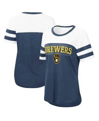 Women's Touch Navy, White Milwaukee Brewers Setter T-shirt
