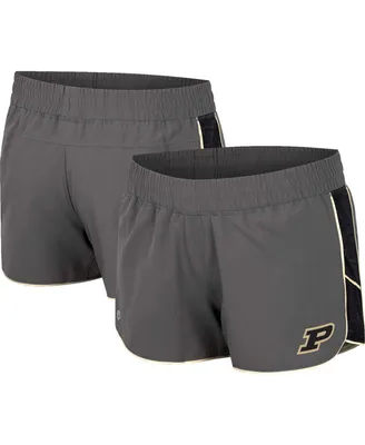Women's Colosseum Gray Purdue Boilermakers Pull The Switch Running Shorts