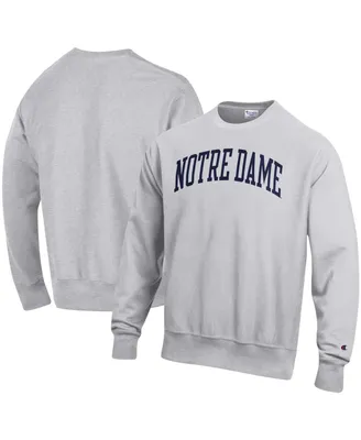 Men's Champion Heathered Gray Notre Dame Fighting Irish Arch Reverse Weave Pullover Sweatshirt