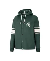 Women's Colosseum Green Michigan State Spartans Mia Striped Full-Snap Hoodie Jacket