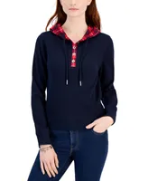 Tommy Hilfiger Women's Mixed-Media Waffle-Knit Hoodie