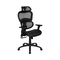 Emma+Oliver Ergonomic Mesh Office Chair-Synchro-Tilt, Headrest, Adjustable Pivot Arms