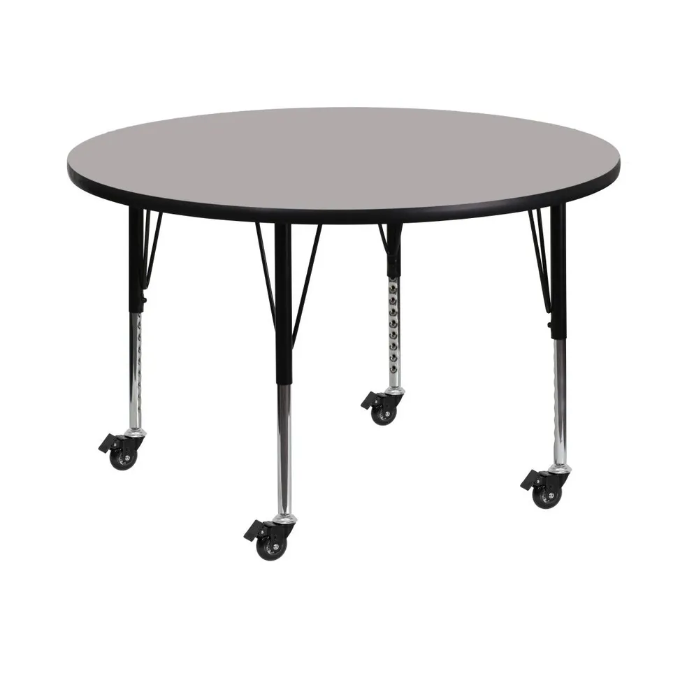 Emma+Oliver Mobile 48" Round Hp Laminate Adjustable Preschool Activity Table