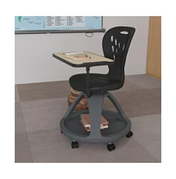 Emma+Oliver Mobile Desk Chair - 360° Tablet Rotation And Storage Cubby