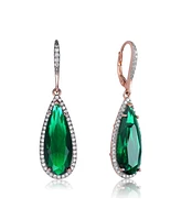 Rachel Glauber Elegant Teardrop Shaped Earrings with A Cubic Zirconia Middle Stone