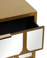 Rosemary Lane 32" Wood 3 Drawer Cabinet with Mirrored Front
