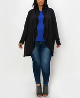 Coin 1804 Plus Draped Flyaway Cardigan Duster Knit Top