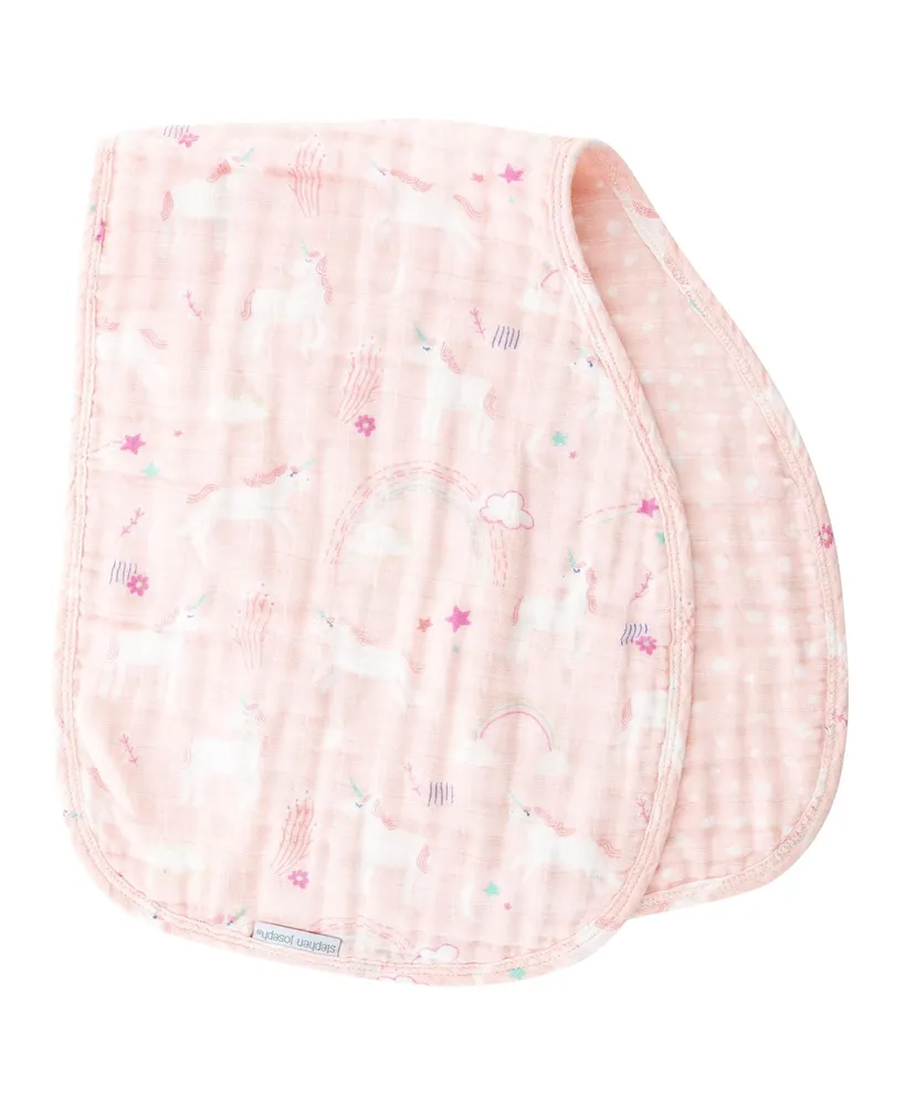 Stephen Joseph Baby Girls 2-Piece Muslin Burp Cloth Set