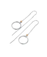 Genevive Classic Sterling Silver Two-Tone Dangling Earrings