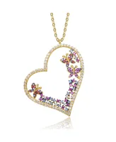 Rachel Glauber 14K Gold Plated Multi Colored Cubic Zirconia Heart Necklace