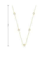 Rachel Glauber 14k Gold Plated with Cubic Zirconia Halo Mariner Link Station chain Necklace