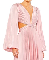 Mac Duggal Women's Ieena Long Sleeve Cut Out Gown