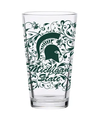 Michigan State Spartans 16 Oz Floral Pint Glass
