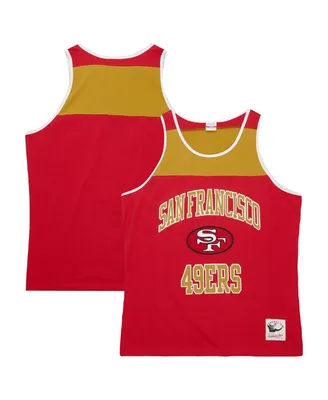 Men's Mitchell & Ness Scarlet, Gold San Francisco 49ers Heritage Colorblock Tank Top