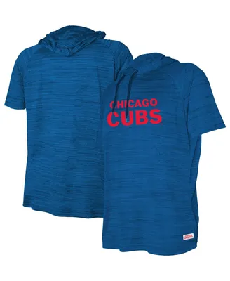 Big Boys and Girls Stitches Heather Royal Chicago Cubs Raglan Short Sleeve Pullover Hoodie