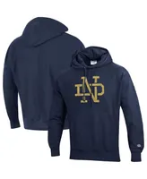 Men's Champion Navy Notre Dame Fighting Irish Vault Logo Reverse Weave Pullover Hoodie