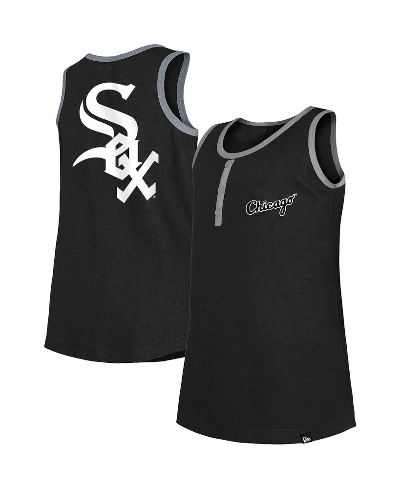 Big Girls New Era Black Chicago White Sox Henley Tank Top