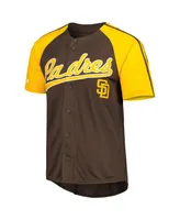 Men's Stitches Brown San Diego Padres Button-Down Raglan Fashion Jersey