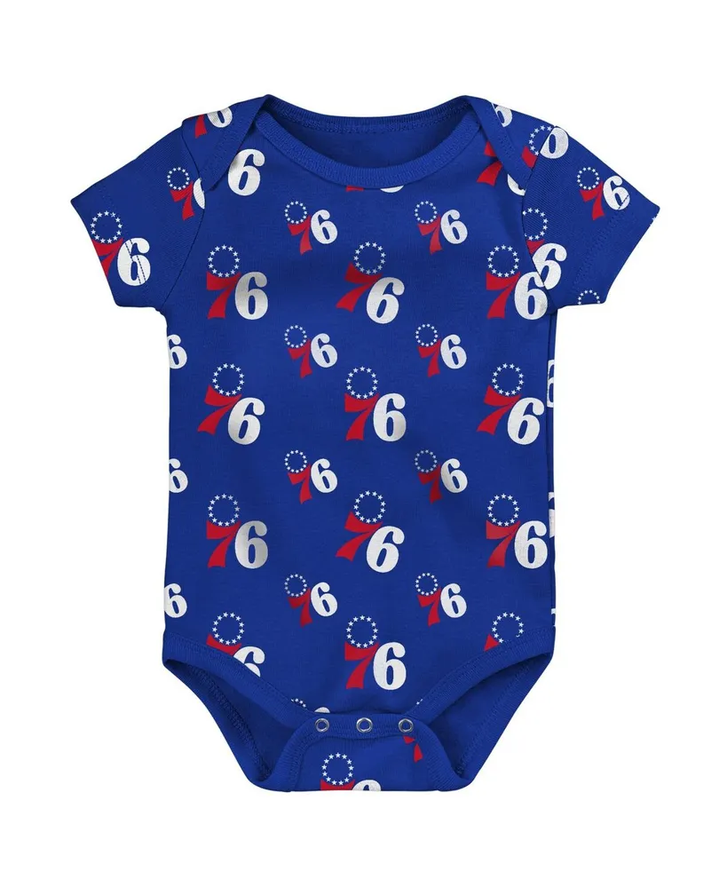 Newborn and Infant Boys Girls Royal, Gray Philadelphia 76ers Two-Pack Double Up Bodysuit Set