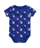 Newborn and Infant Boys and Girls Royal, Gray Philadelphia 76ers Two-Pack Double Up Bodysuit Set