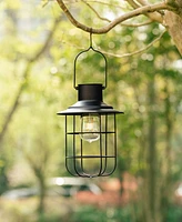 Glitzhome 9.75" H Metal Wire Solar Powered Outdoor Hanging Lantern, Set of 2