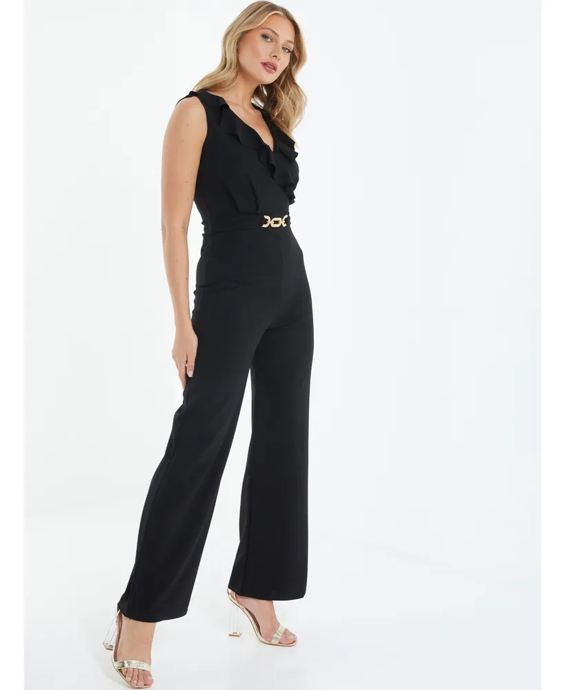 Women's Buckle Frill Detail Palazzo Jumpsuit